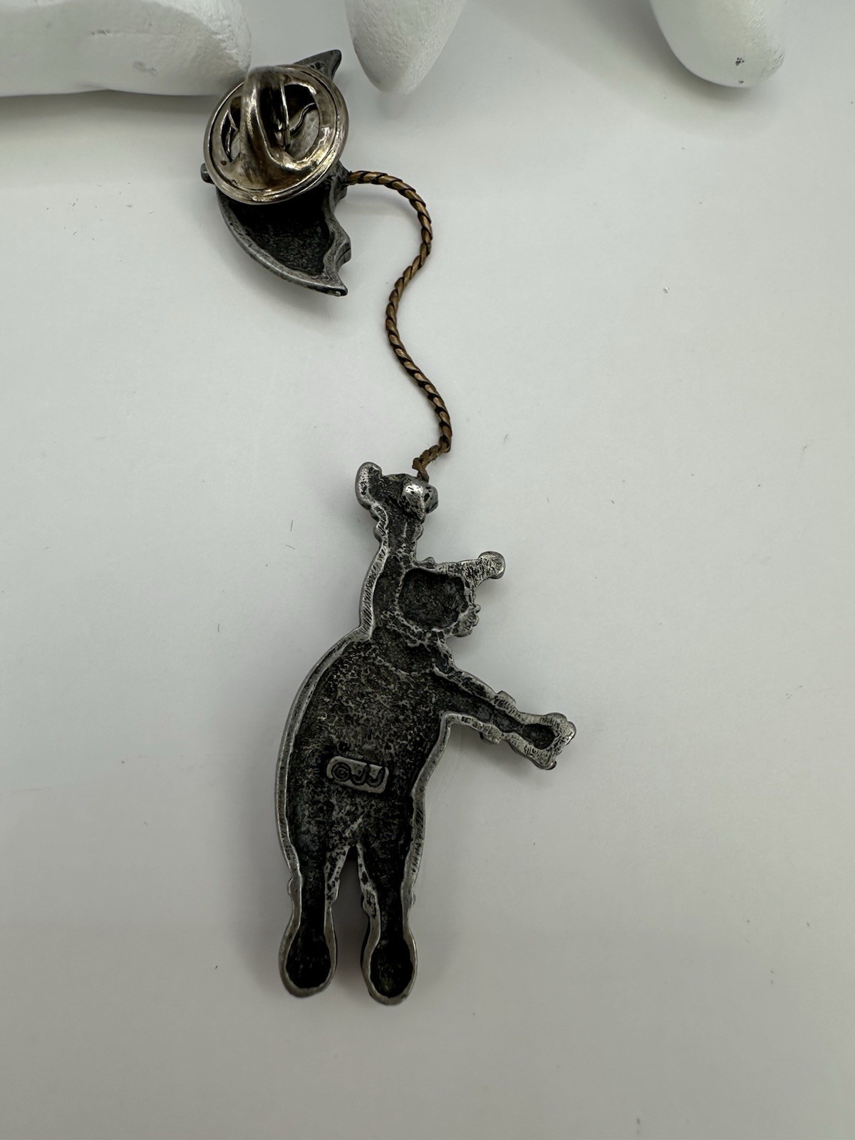 Vintage JJ Jonette Pin Umbrella Circus Clown Silver Color Whimsical