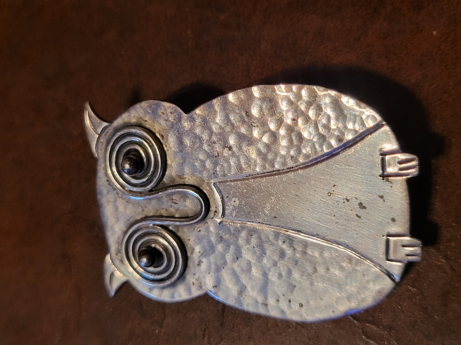 Owl Abbott Gotshall AG Sterling Silver Pin Brooch Vintage signed almost 2″ tall