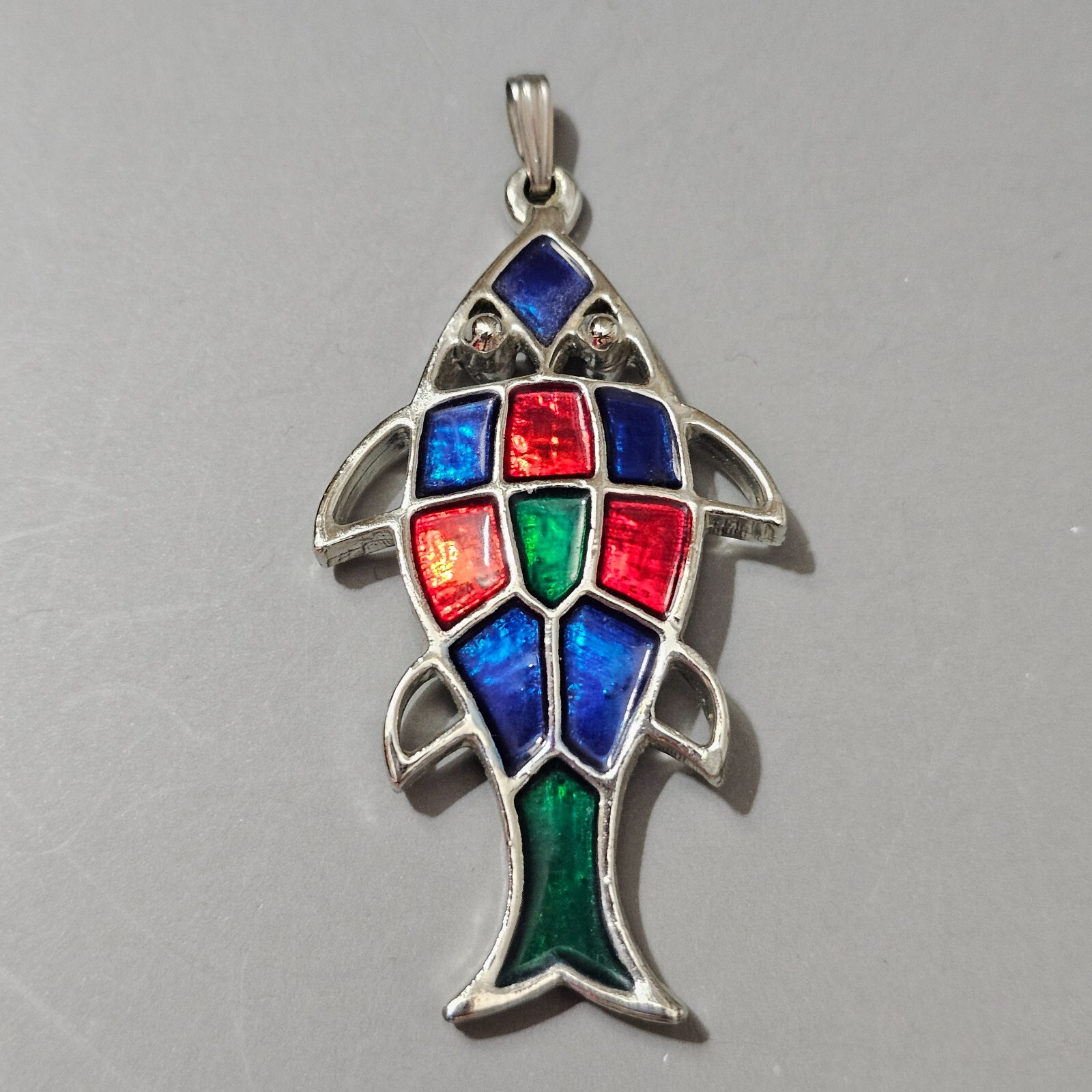 Sarah Coventry JEWELFISH Pendant Only Multicolor Stained Glass Look Silvertone