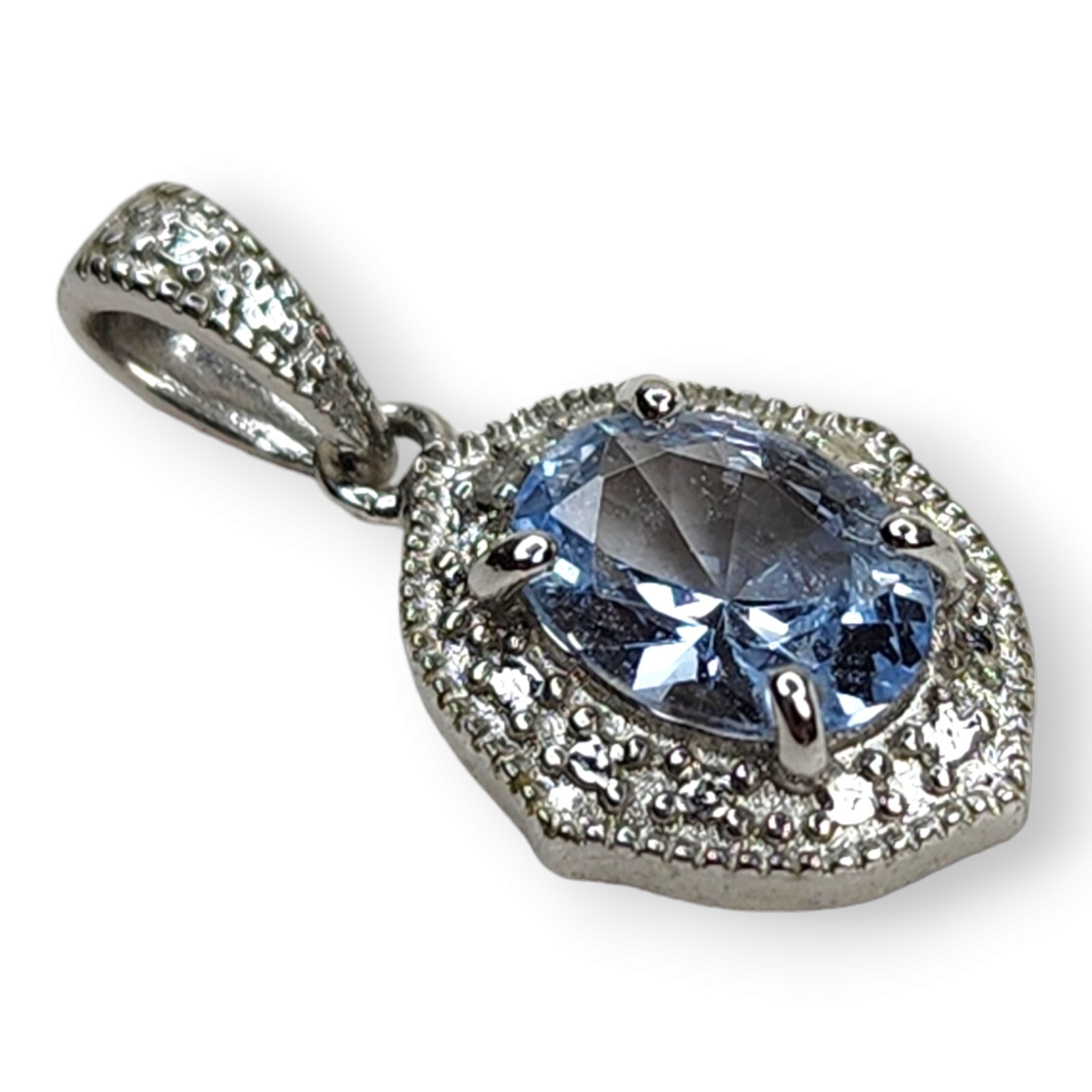 Sterling Silver 925 Faceted Clear Topaz Pendant
