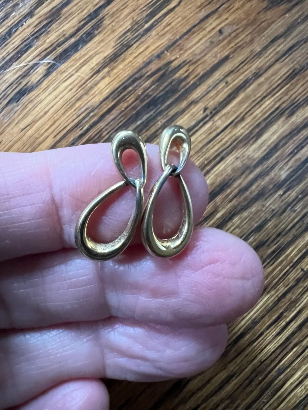 Vintage Monet Gold Tone Teardrop Dangle Post Earrings