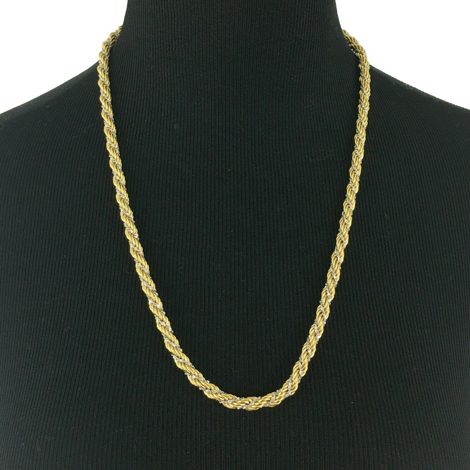 MONET vintage necklace – 2-tone gold & silver thick rope chain 24″ sister clasp