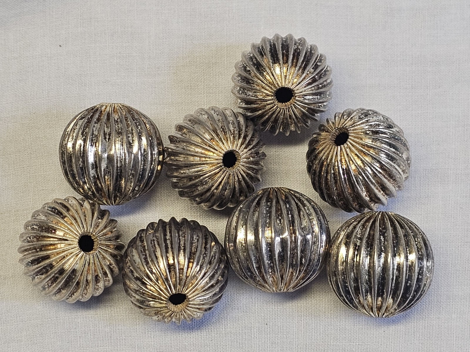 Vintage Jewelry Making Set Pearl String Kit Small-Large Metal Beads Silver Heart