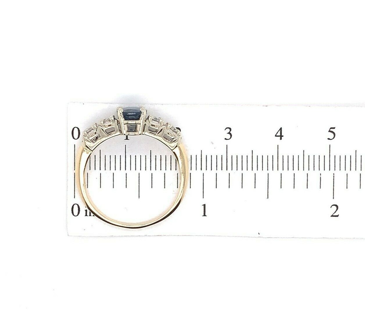 14k Yellow Gold 1.52 Carat Genuine Natural Sapphire and Diamond Ring (#J5570)