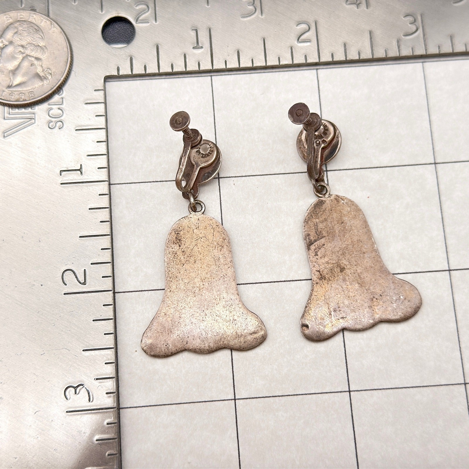 Vintage Los Castillo Trumpet Lily Taxco 495 Sterling Silver Screw Back Earrings