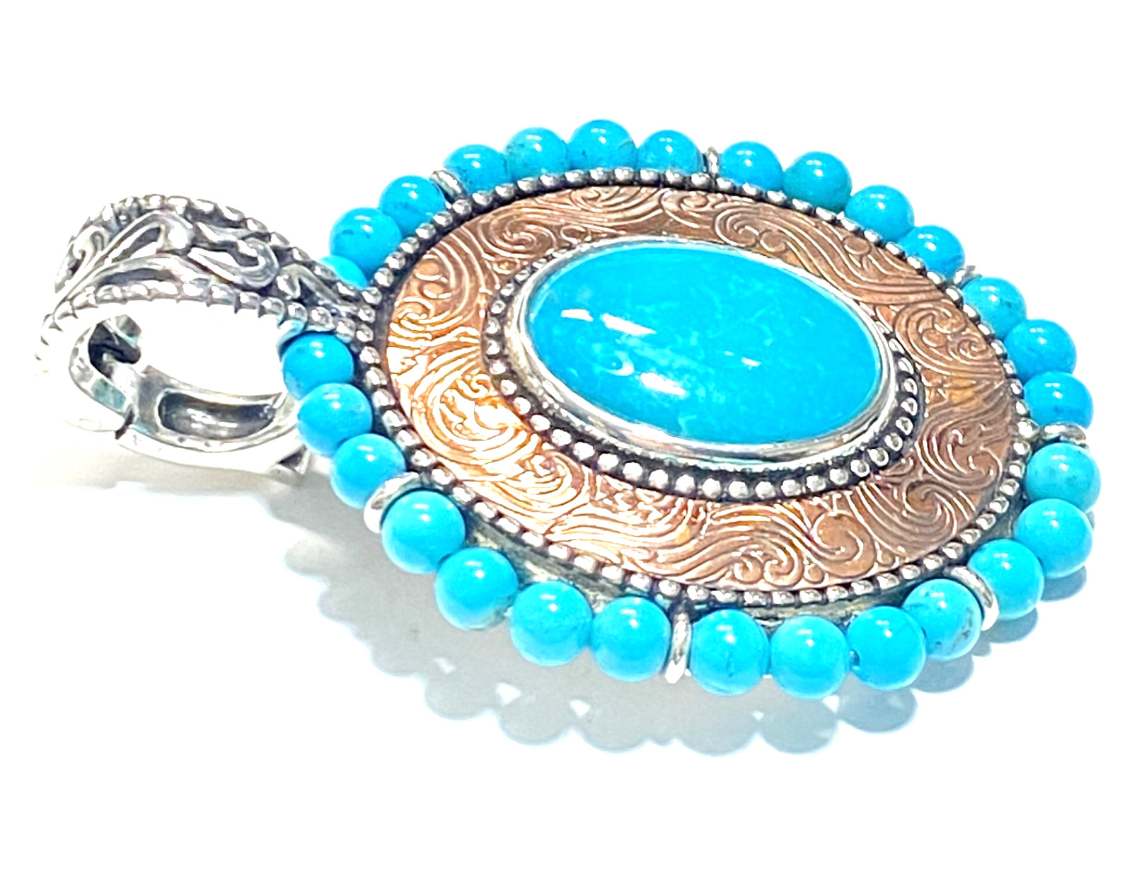 Vintage Sterling, Copper & Turquoise Carolyn Pollack “American West” Pendant