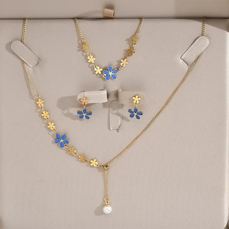 Real Gold Plated Flower Titanium Steel Simple Style IG Style Waterproof Non Tarn