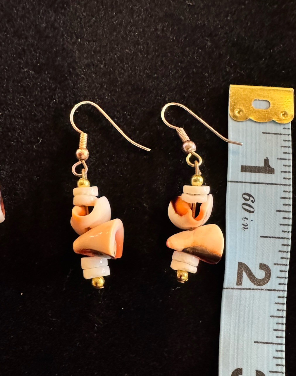 Vintage Shell Bracelet And Pierced Drop Earrings Set Tropical Jewelry