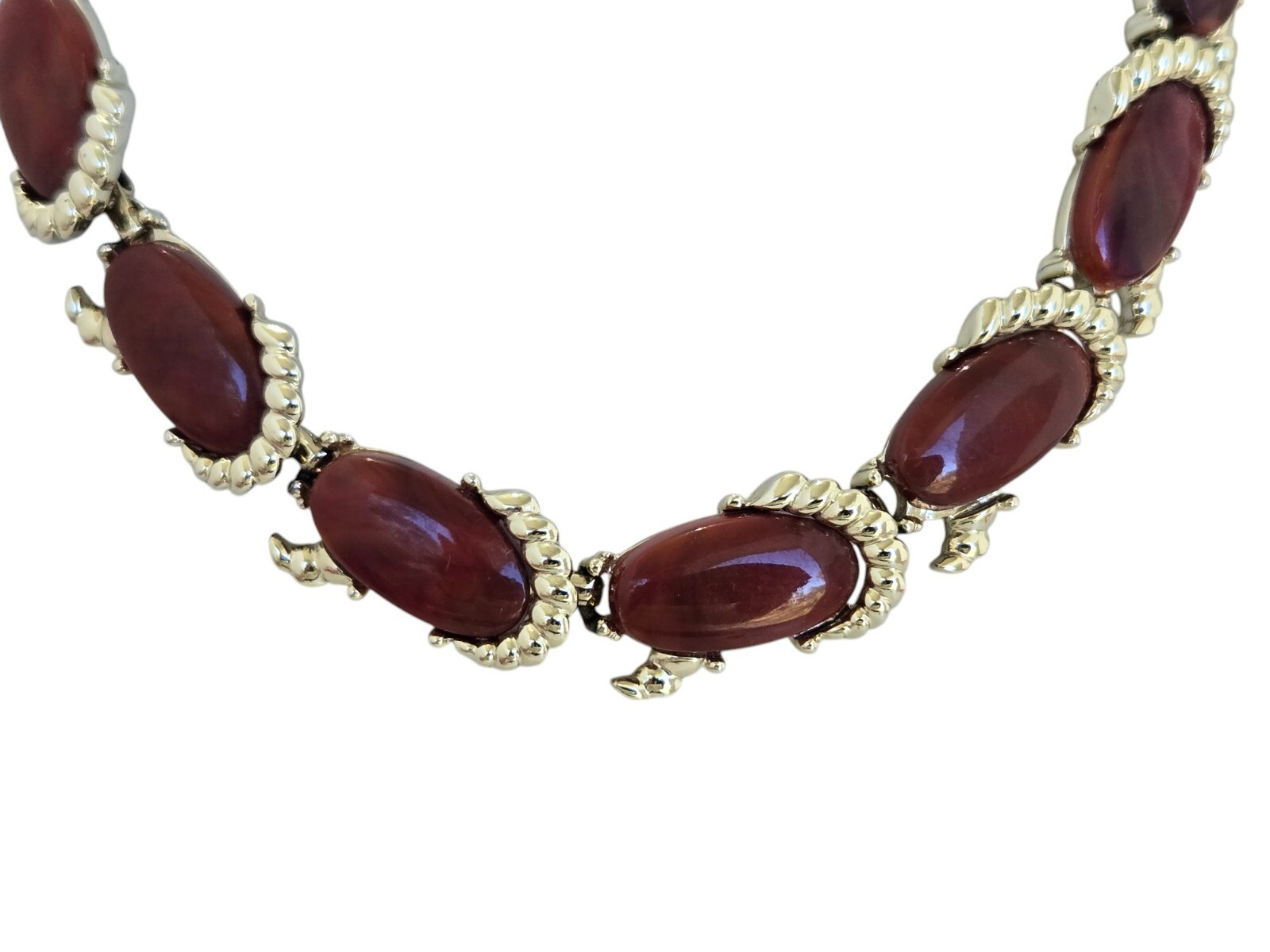 Kramer Gold Tone and Redish Brown Thermoset Plastic Choker Necklace