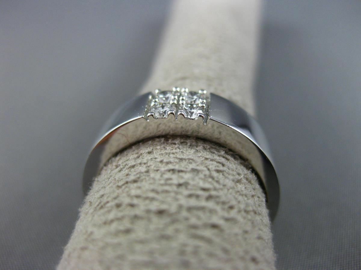 ESTATE .26CT DIAMOND 18K WHITE GOLD ROUND SQUARE 4 STONE MENS RING F/G VVS/VS