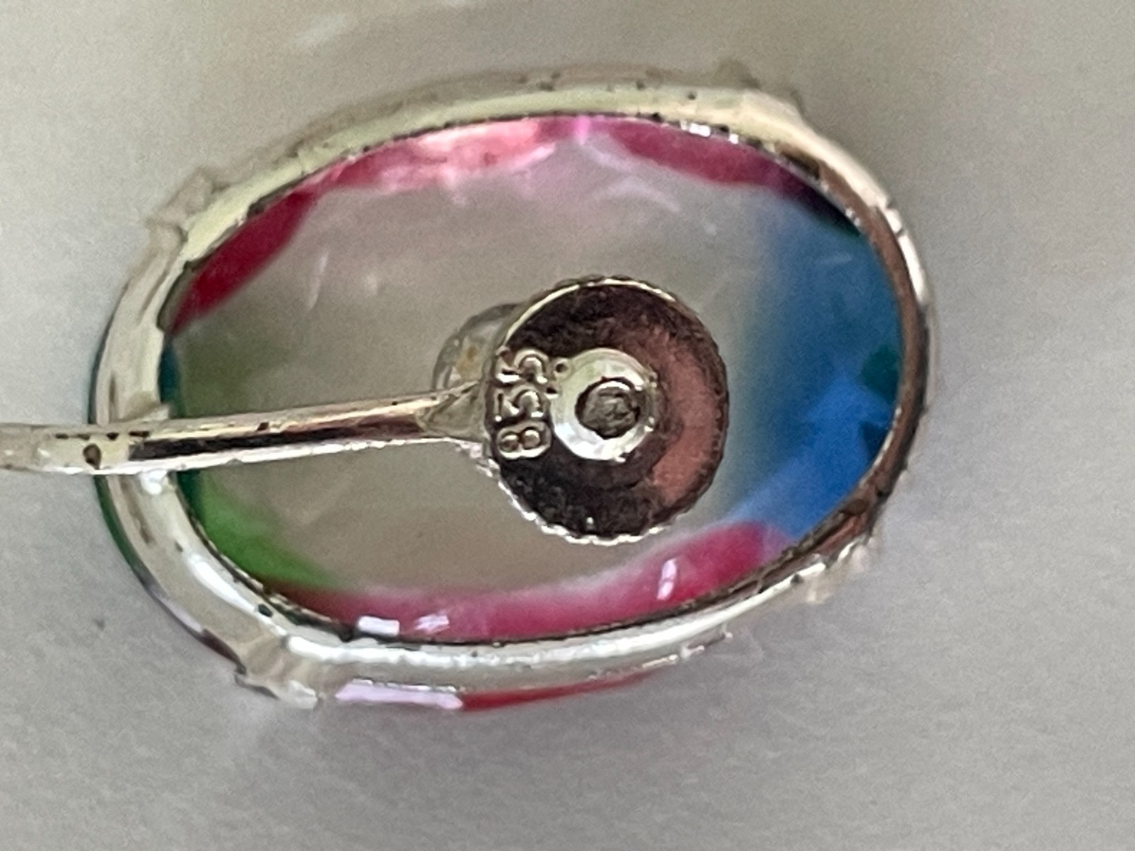 Vintage Crystal Rainbow 835 Silver Screw Back Earrings and Adjustable Ring