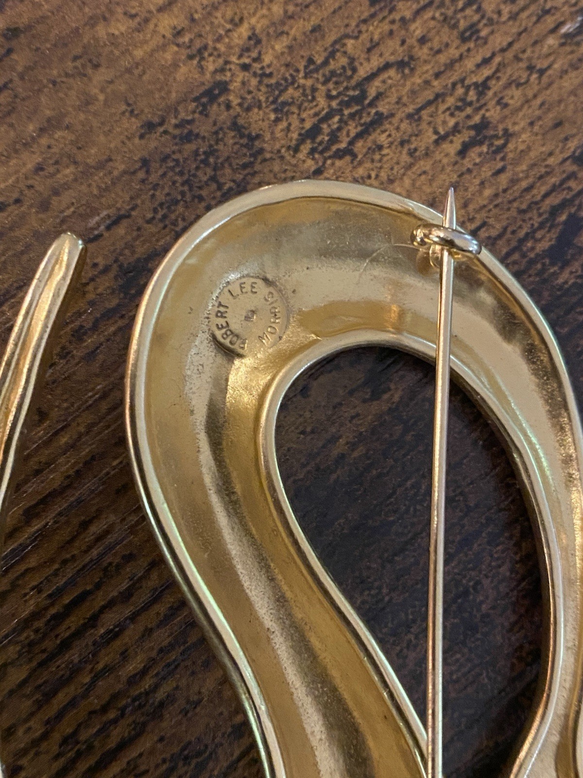 Robert Lee Morris Vintage 1980s Gold Plated Figural Snake Large Pin