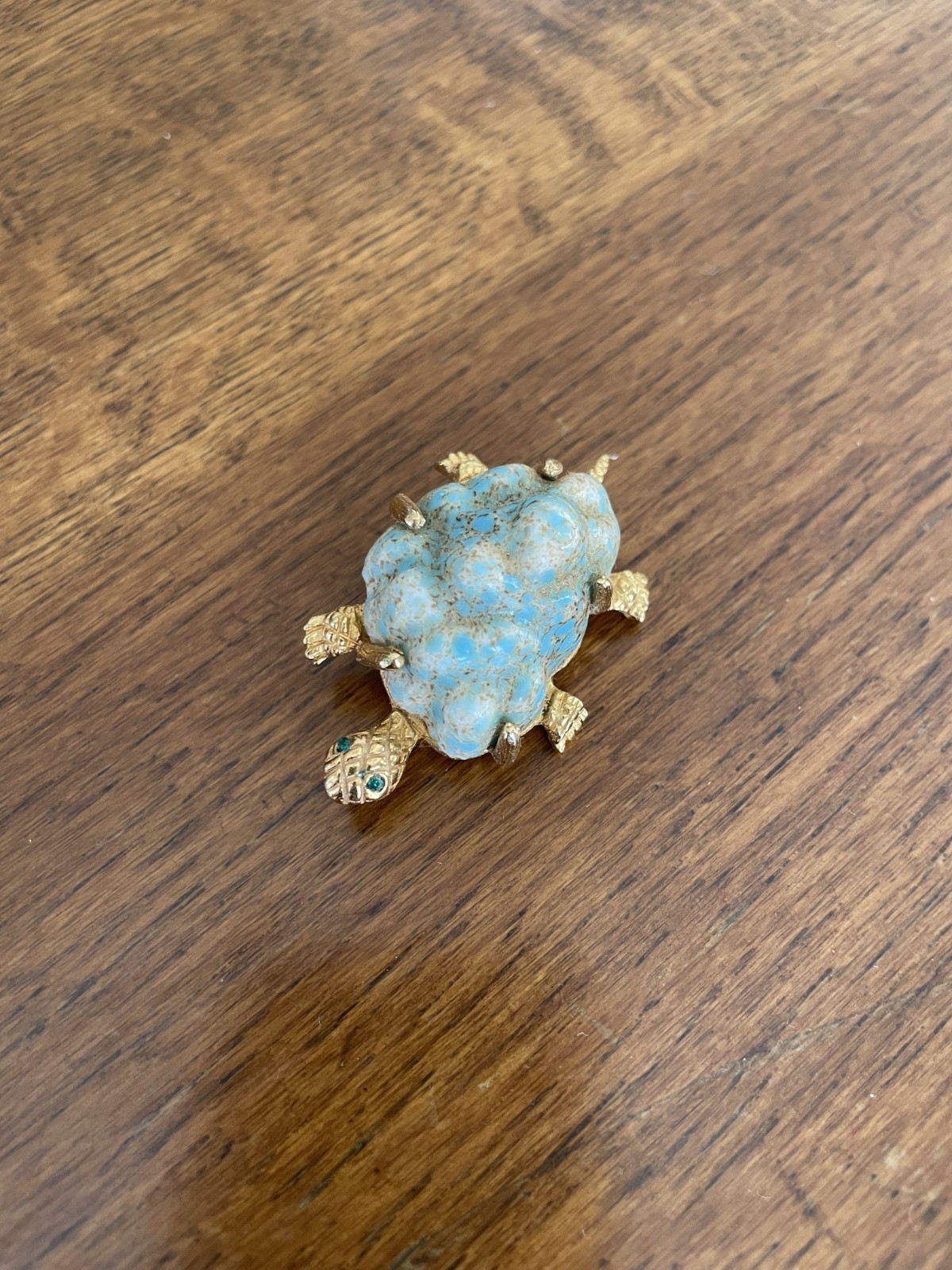 Vintage JEANNE Signed Moonrock Turtle Brooch Pin