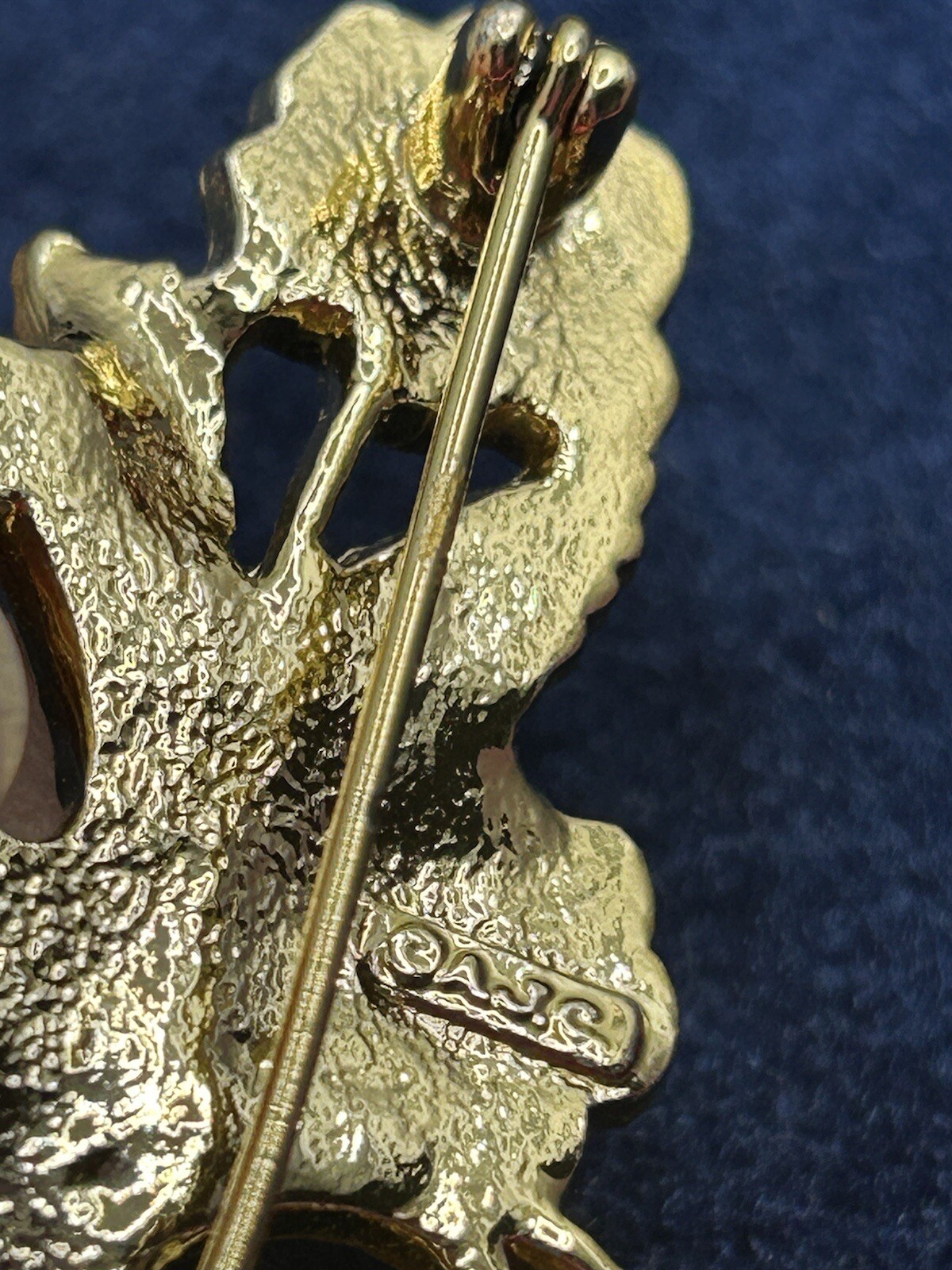 Vintage AJC Brooch Pin Floral Bouquet In Vase Porcelain Gold Tone Victorian