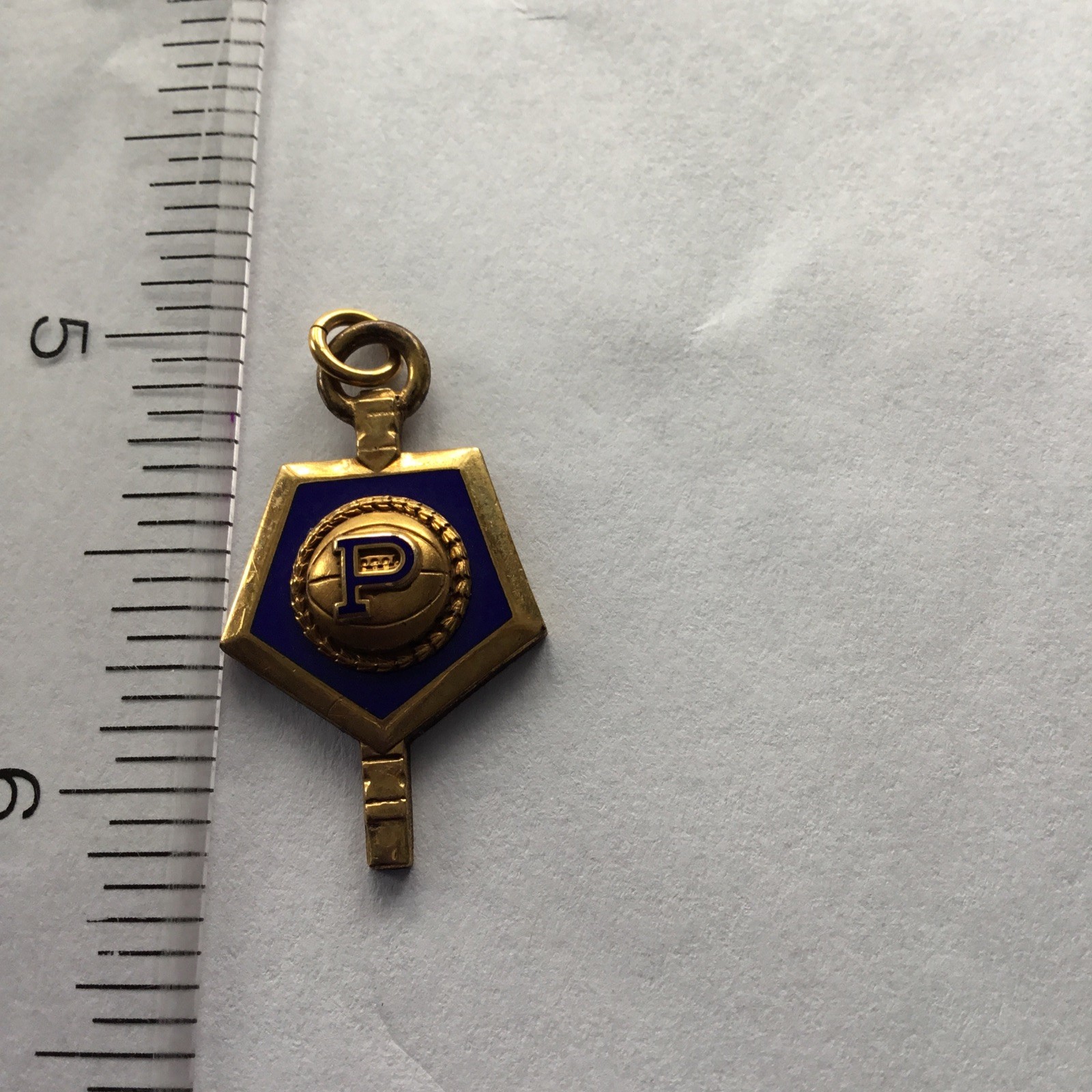 1950’s BASKETBALL Gold Filled MEDAL CHARM LETTER P