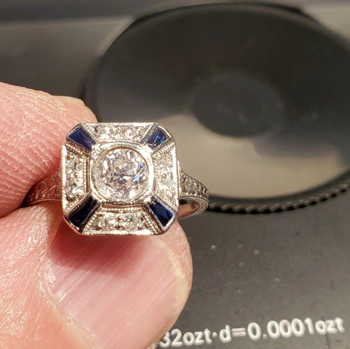 Original EARTH MINED DIAMOND Deco PLATINUM Engagement Ring Vintage Solitaire 5