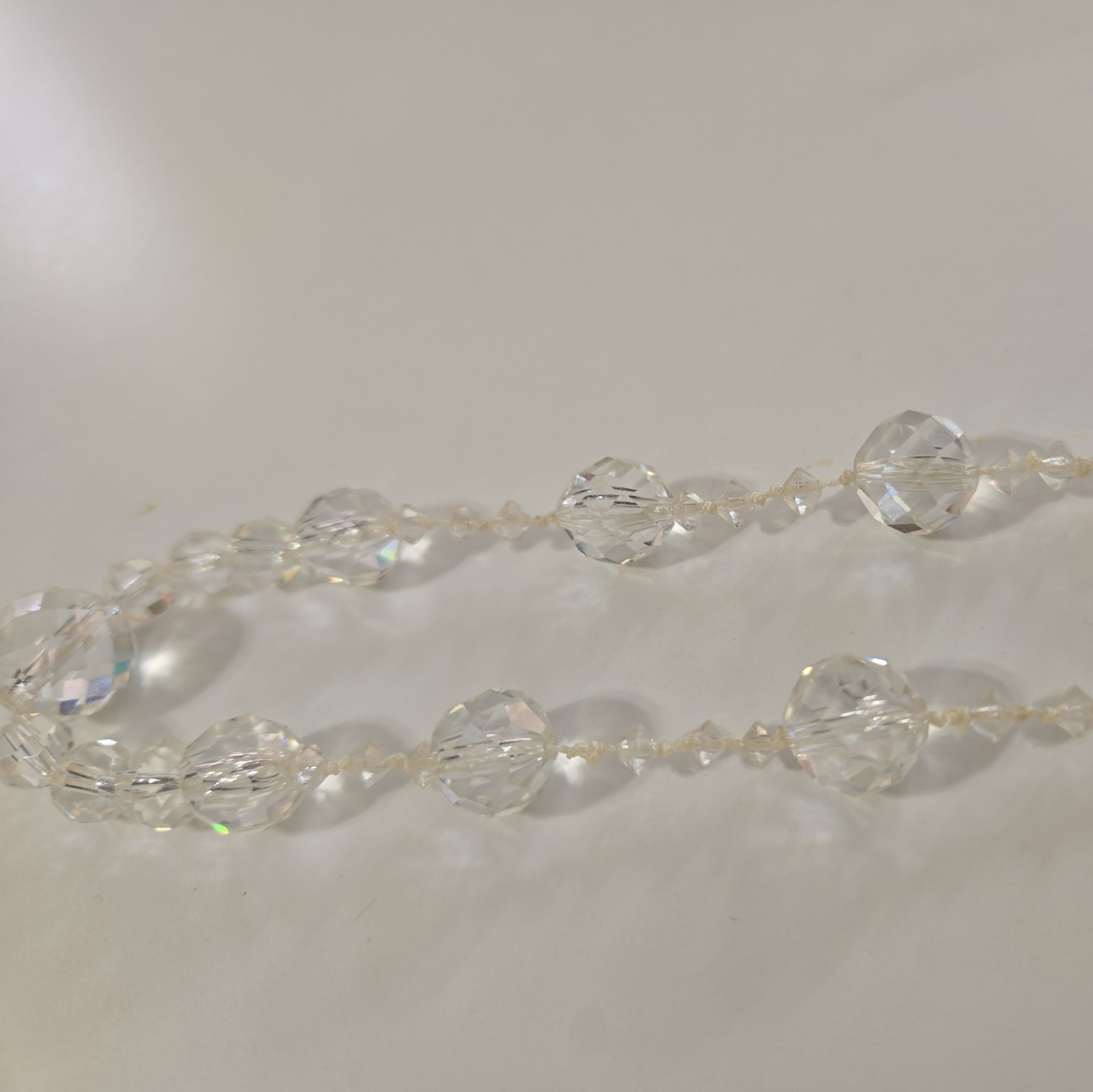 Antique Faceted Crystal Necklace 10KTS, 10K White Gold Clasp, 22 inch length