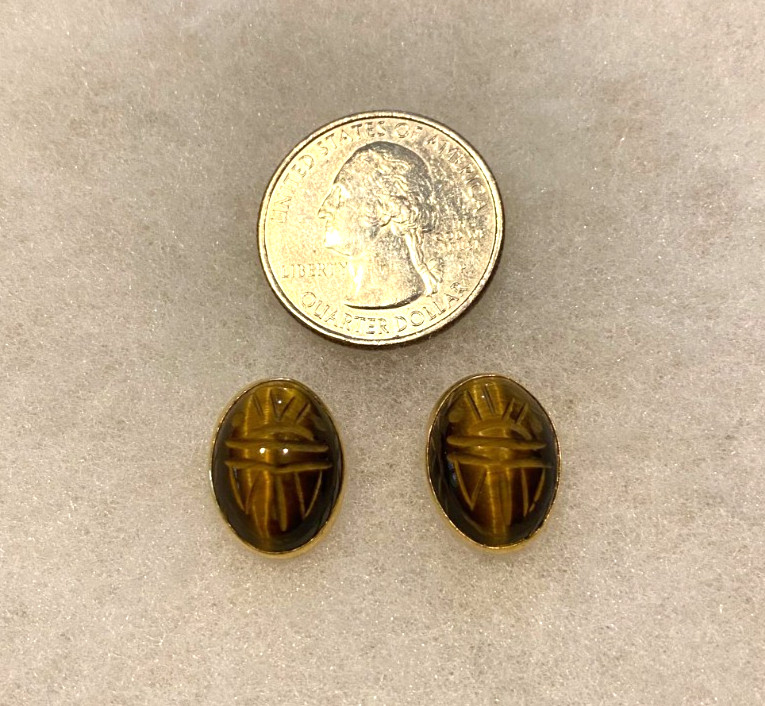 Van Dell 12 Kt. Gold Filled Tiger Eye Oval Post Earrings – Approx. 5/8 Inch Long