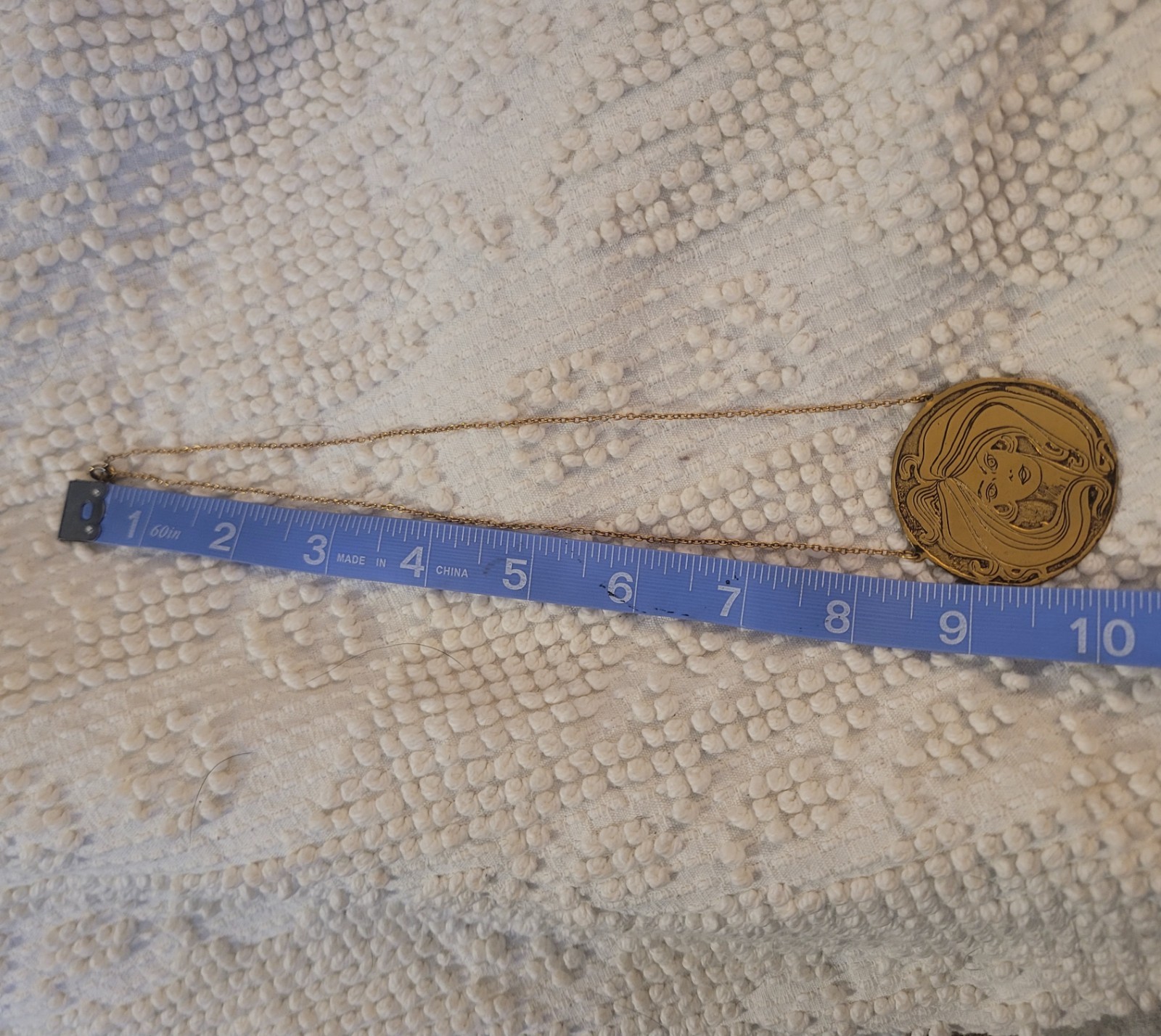 Vintage 70s Handmade Artesian Brass Gold Girl Necklace Groovy Hippy Best ’79