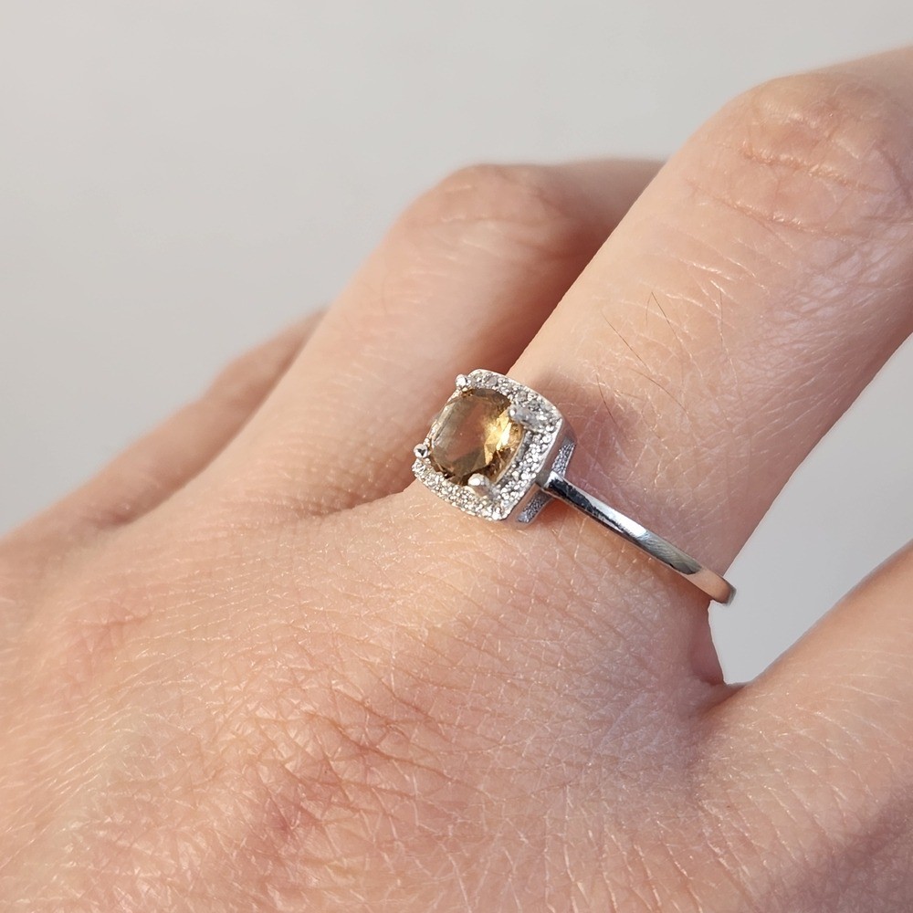 NIB Semi VTG 1cts Golden Champagne Topaz 925 Ring Sz 9/10