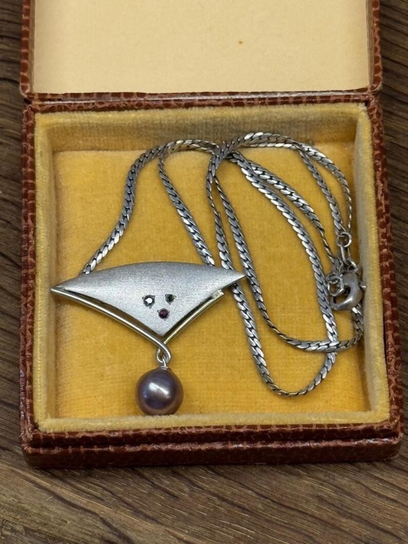 K&L Kordes Lichtenfels neckace pendant 925 Sterlingsilber Sapphire ruby Pearl