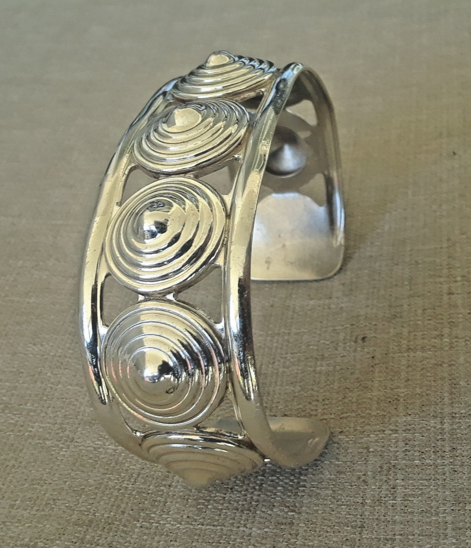 Rare Vintage Mario Tanzi Sterling Cuff Bracelet about 7.5″, 1-1/4″ gap 46.5gr