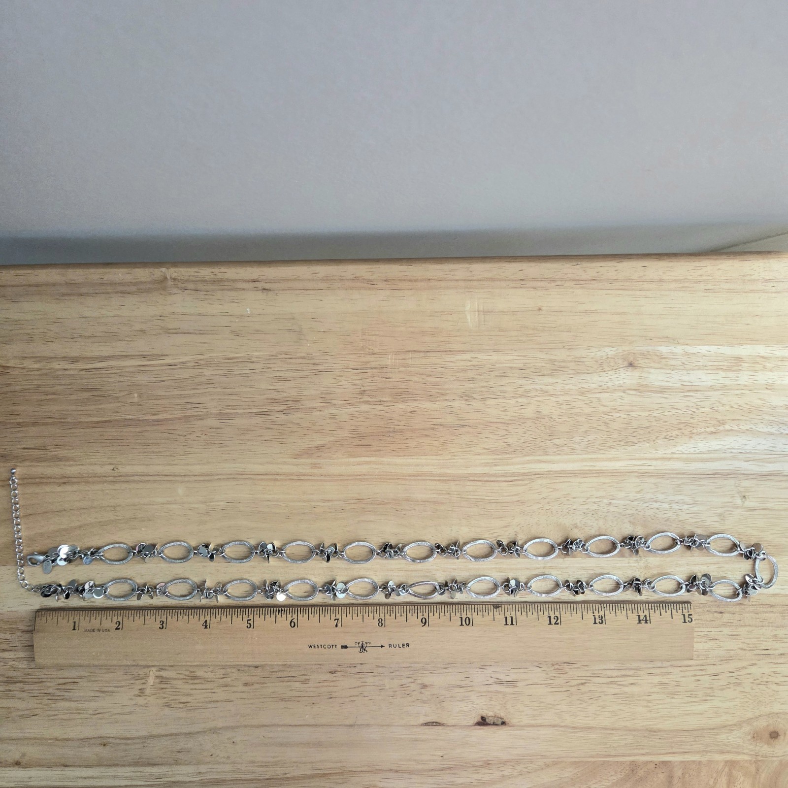 Lia Sophia Silver Tone Chain Necklace 34″