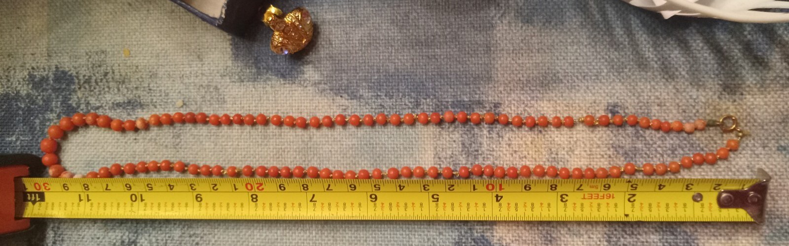 Vtg Mediteranium Coral Unpolished Graduating Beads 10k Clasp Gold Threated 17in