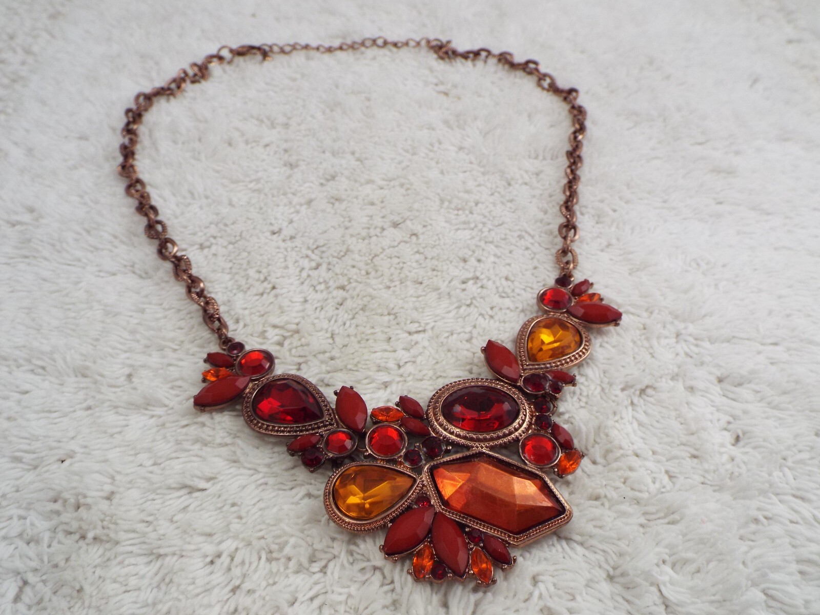 Coppertone Red Orange Scoop Necklace (A53)