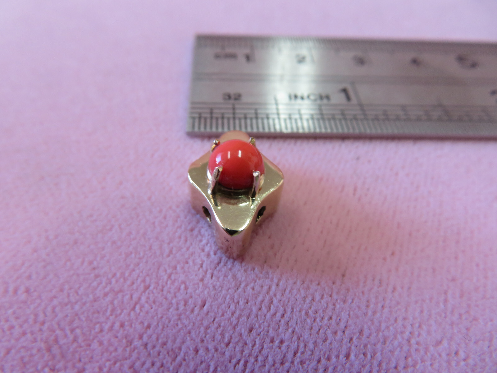 14K Solid Y. Gold Coral Slide Charm for Bracelet 1.91 Grams