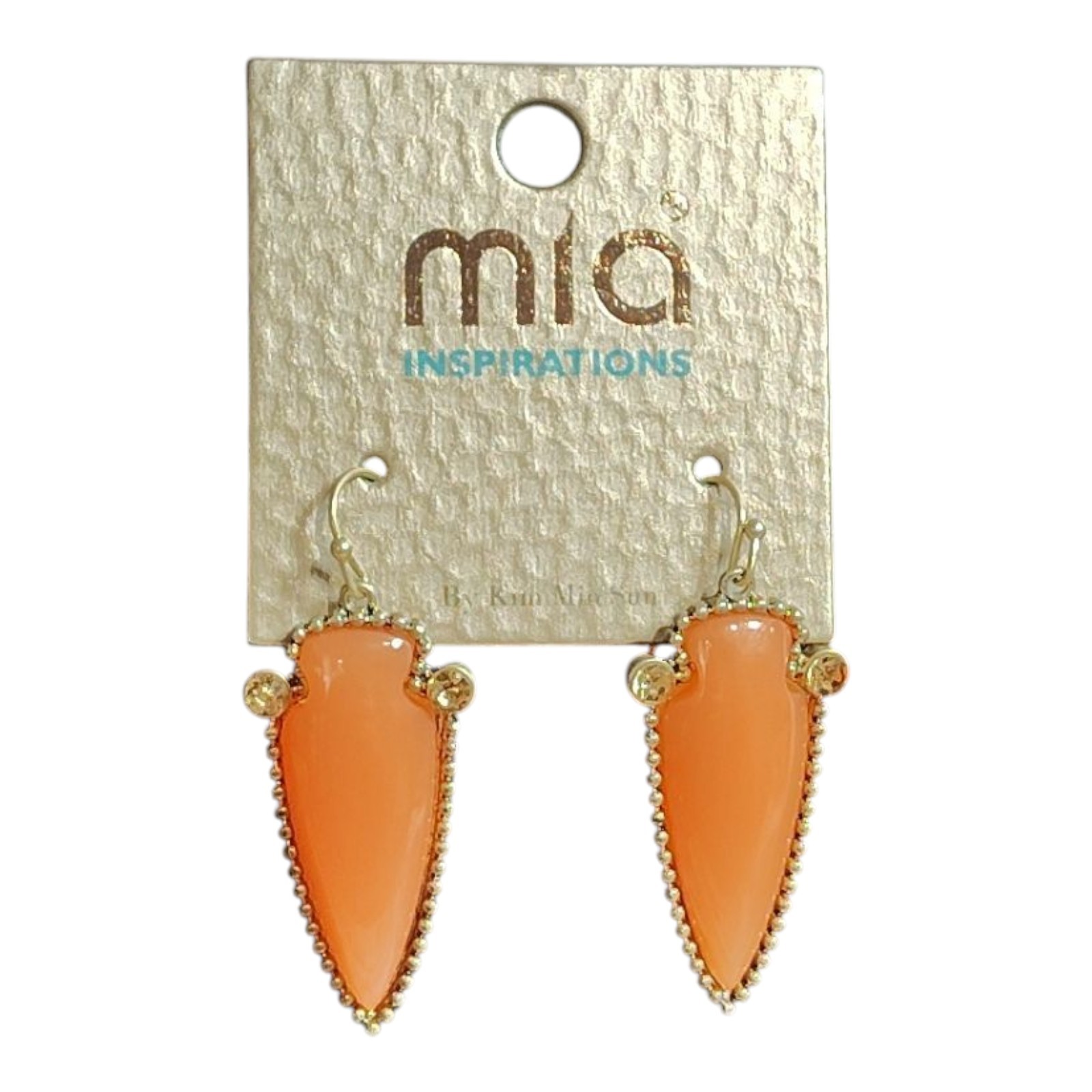Vintage Dangle Earrings Orange Statement Boho Modernist Funky By Kim Min Sun