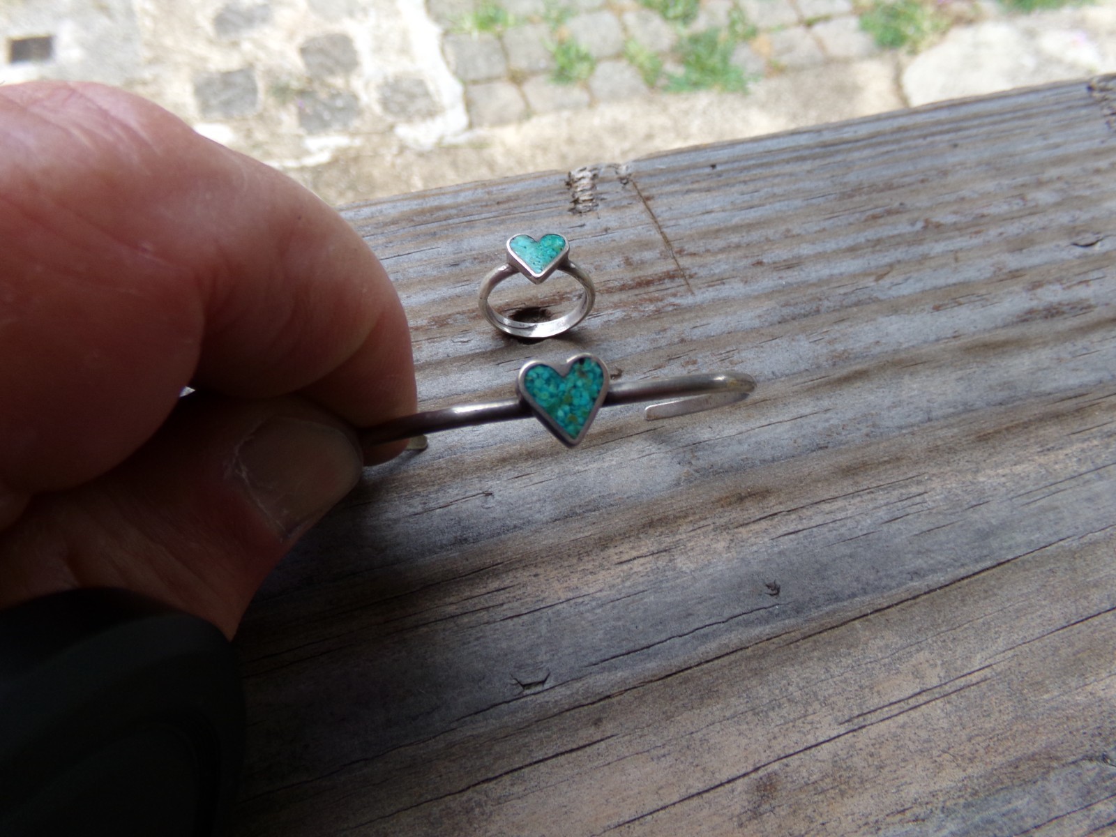Sterling 925 Silver turquoise Bracelet and Ring size 6.5