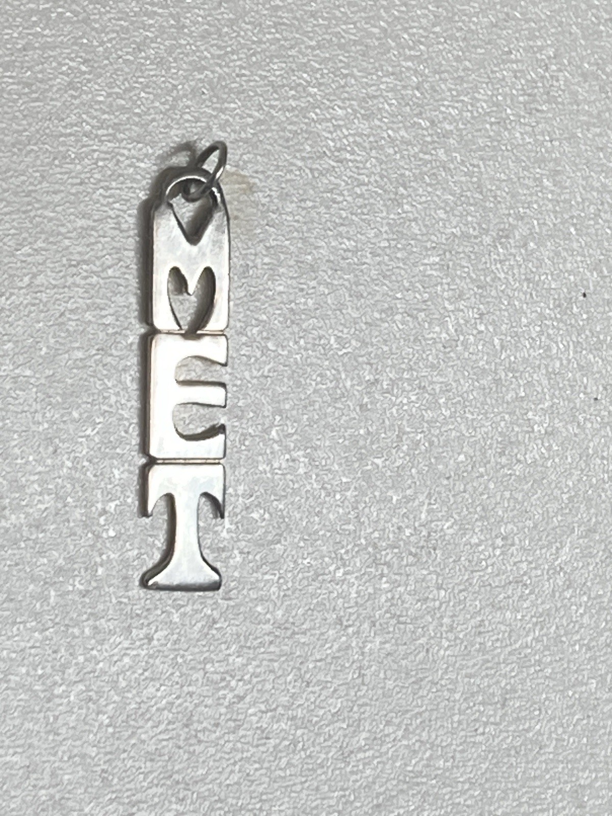 925 Sterling Silver Modernist MET Monogram Pendant Unknown Makers Mark 1.21g
