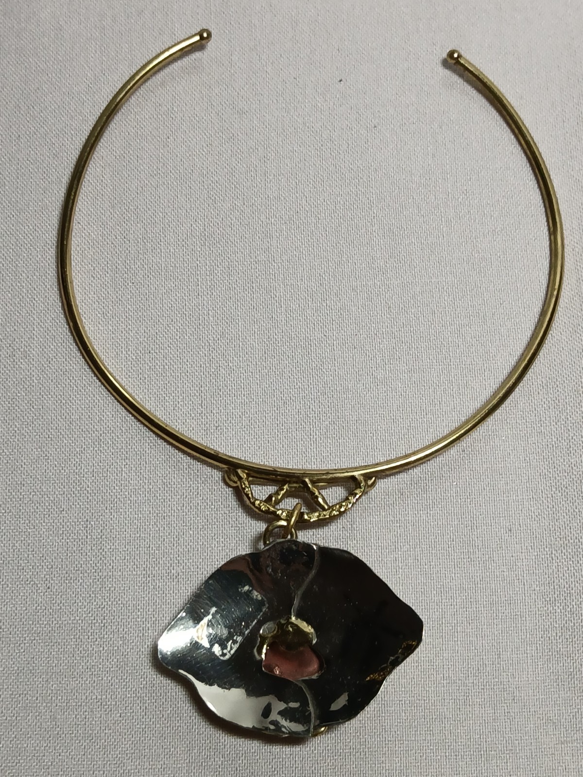 Vintage Art Nouveau Style Amethyst Gold Silver Tone Necklace Choker