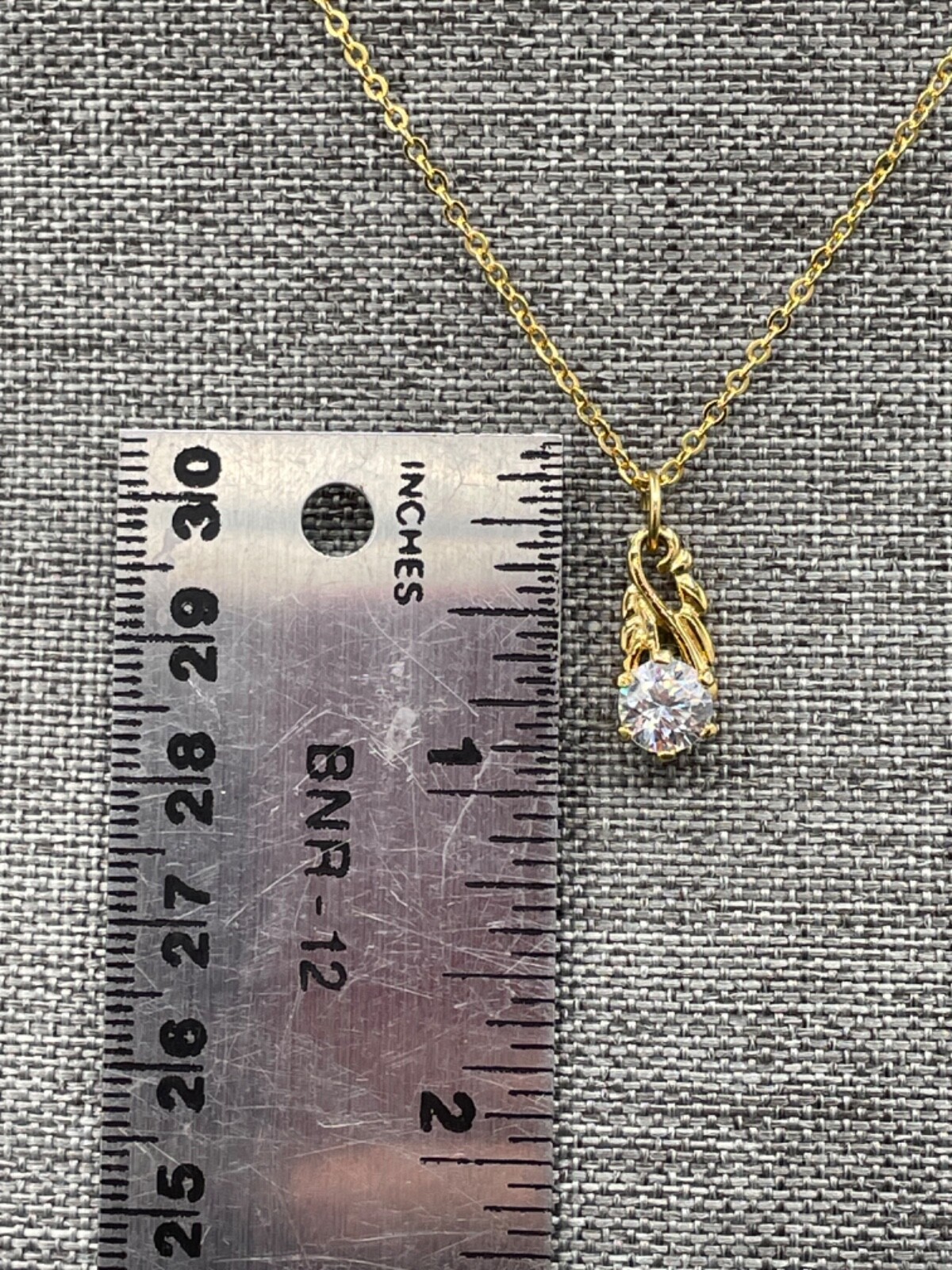 Lindenwold Fine Jewelers 24K Gold Plate Solitaire Cubic Zirconia CZ Necklace