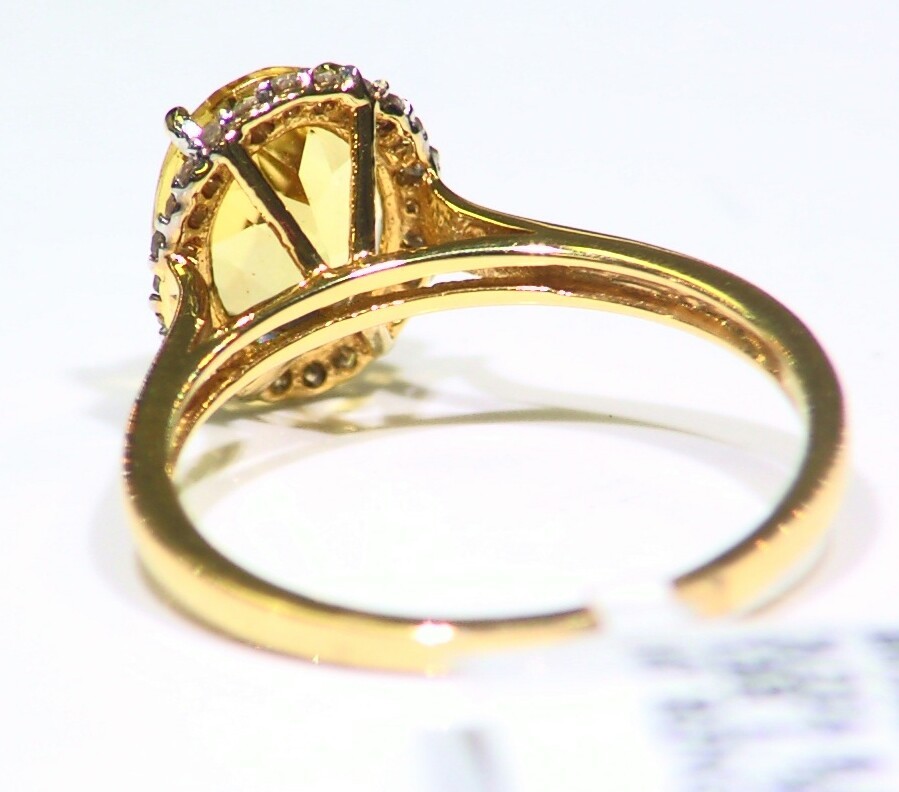 1.82CT 14K Gold Natural Beryl Halo Cut White Diamond Vintage Engagement Ring