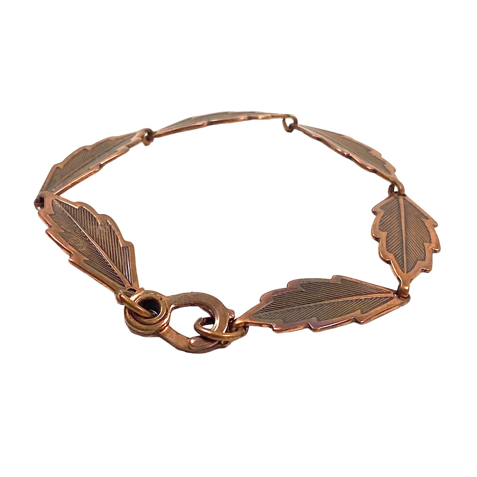 Vintage Copper Bracelet 8” Western Oak Leaf Link Bohemian Indie Cowgirl Gift