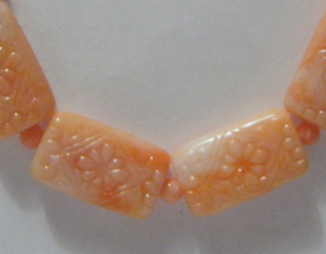 Antique Necklace faux coral Lucite large &real pink coral supportive beads