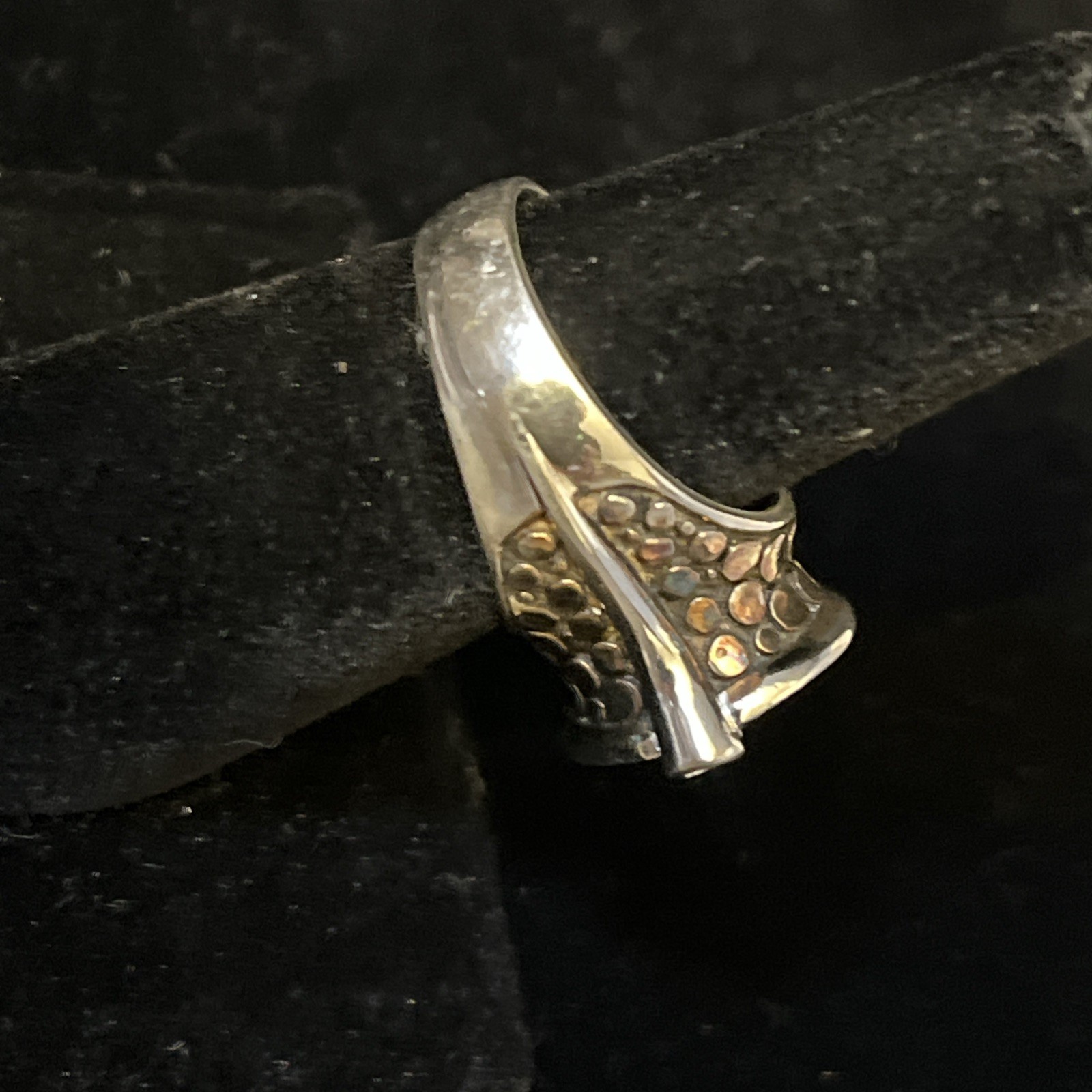 Vintage Sterling Silver Citrine Pebbled Statement Ring Size 7 Chunky 10.2g
