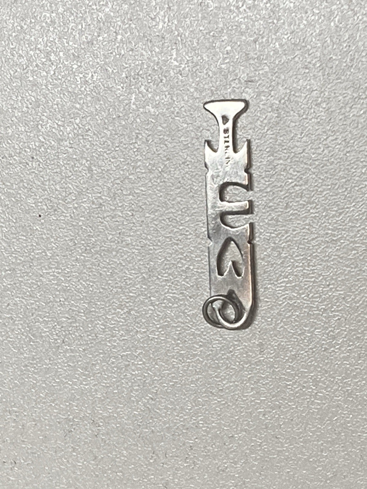 925 Sterling Silver Modernist MET Monogram Pendant Unknown Makers Mark 1.21g
