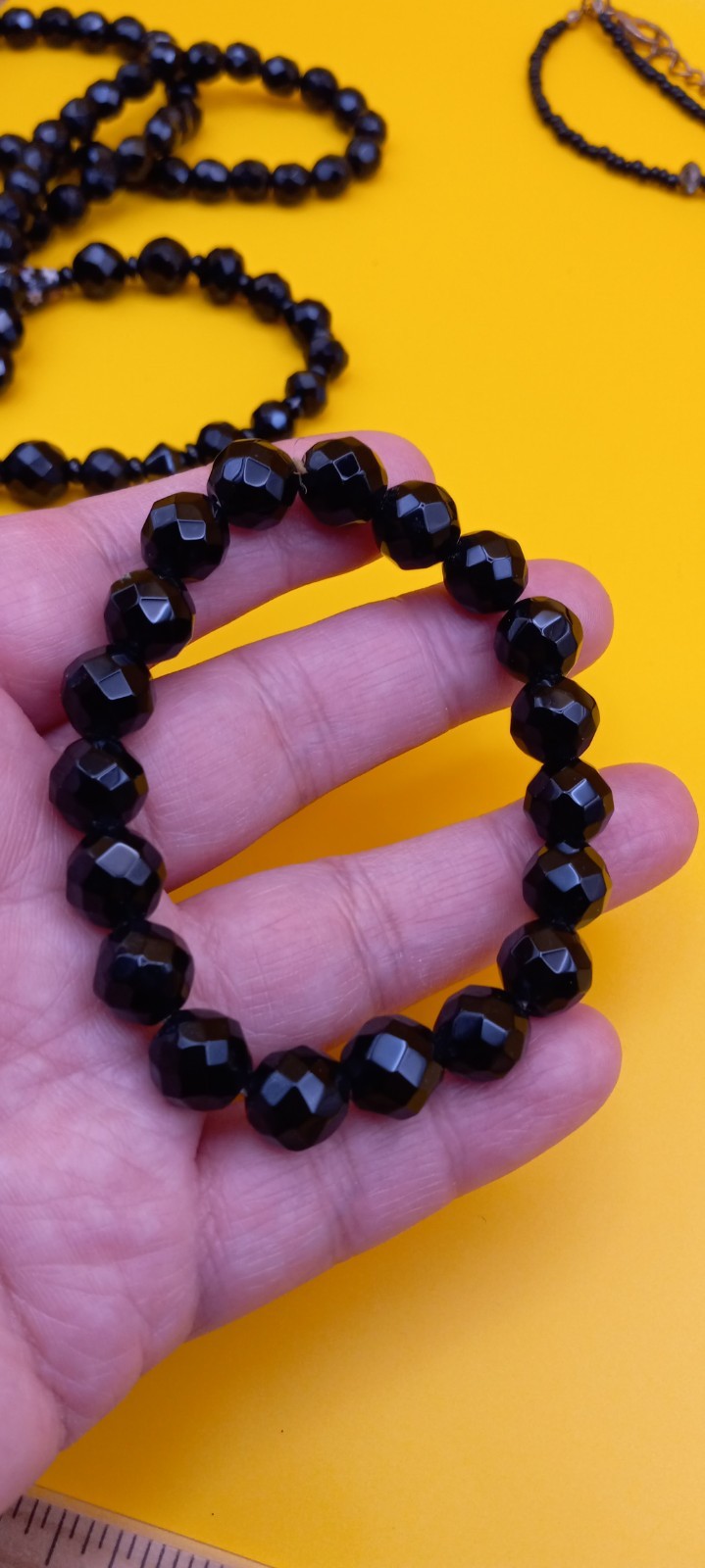Vintage Black Faceted Crystal Glass Small Jewelry Lot