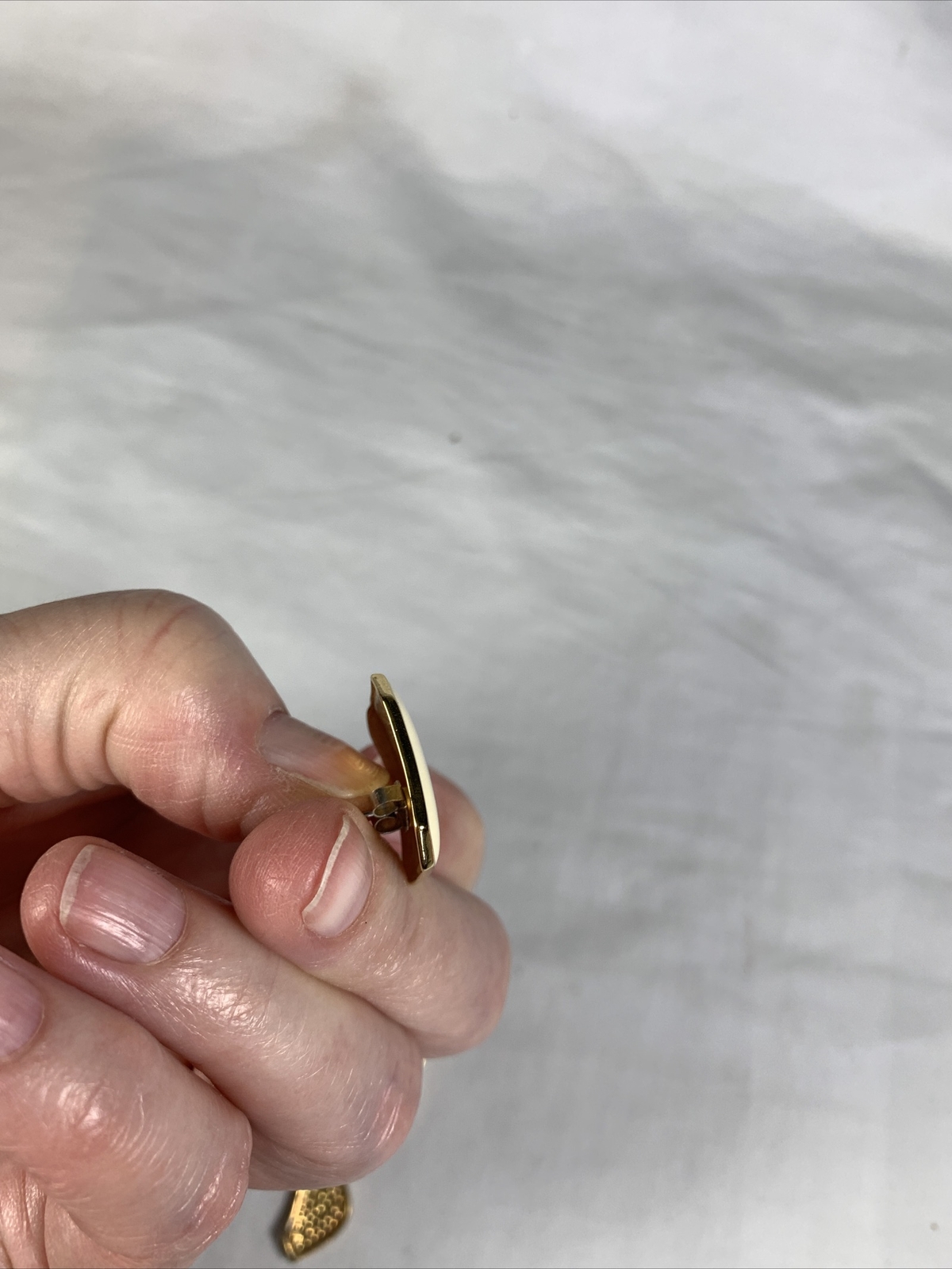 VTG Ivory Color and Gold Tone Square And Half Moon 2 Pairs Earrings