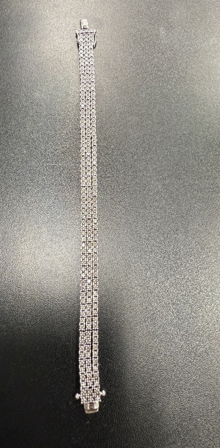 Vintage DBJ 925 Silver Three 3 Row Moissanite Link Tennis Bracelet 19.5g