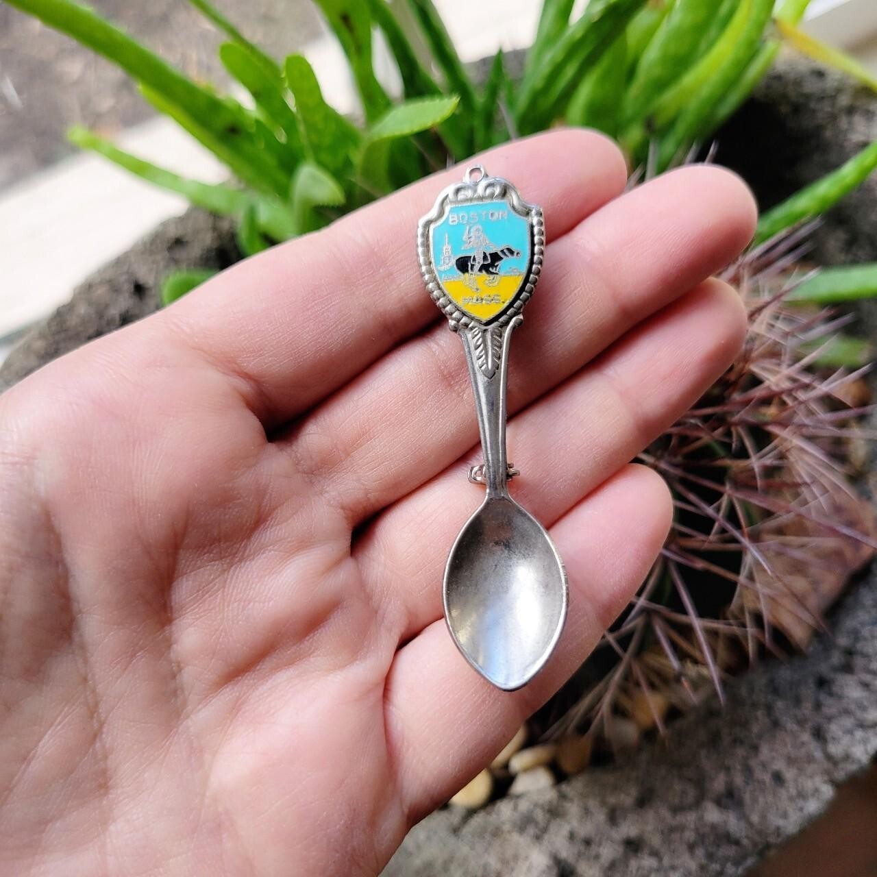Vintage Dainty Silver Spoon Boston Paul Revere Horse Boucher Brooch Pin