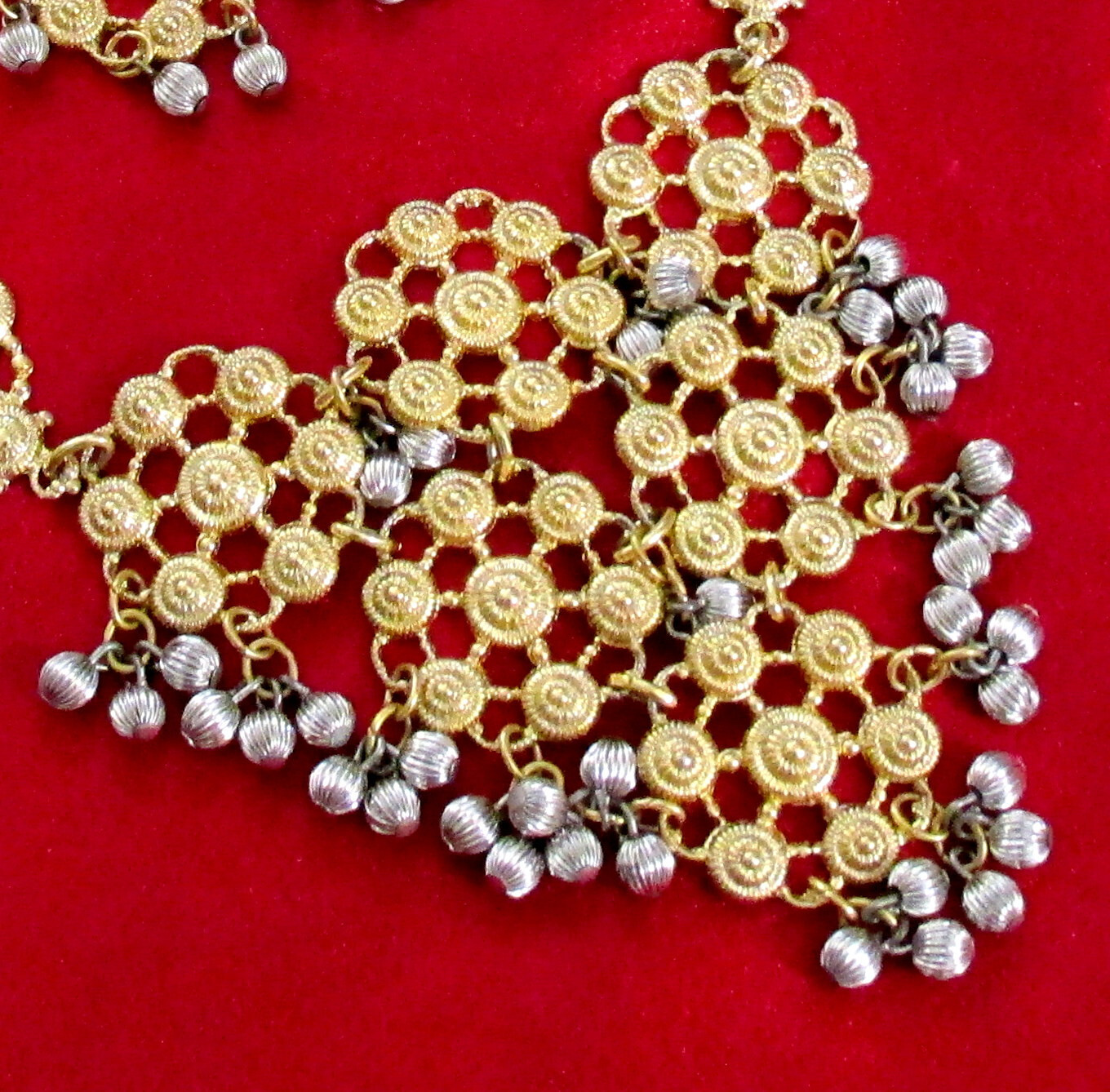VTG Rare 70s Runway GP/Silver NAPIER Cannetille Filigree BIB NECKLACE EARRINGS