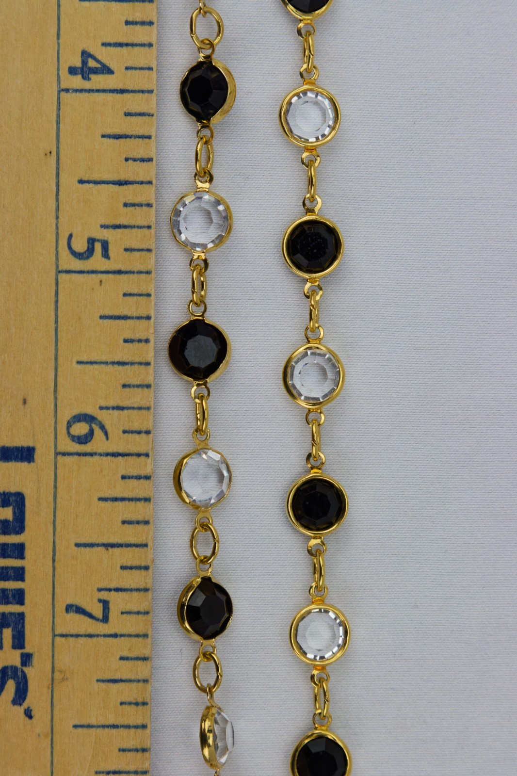 Austrian Crystal USA Open Bezel Link Necklace, Gold Tone, 34gr