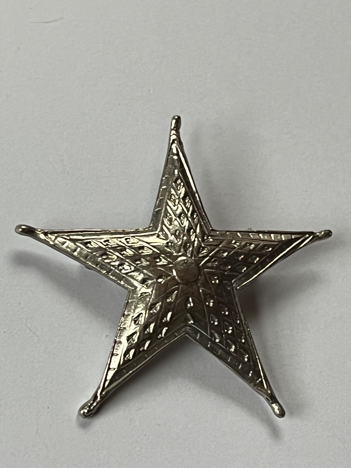 Vintage Large Etched Star w Pinched Ends Brooch Pin – 2 and 3/8th’s inches in
