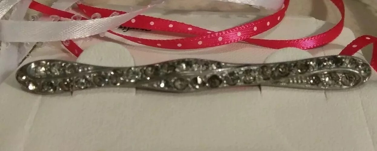 Antique 1920s Fishson Silverite Bar Pin Brooch Gorgeous Vintage Costume Jewelry