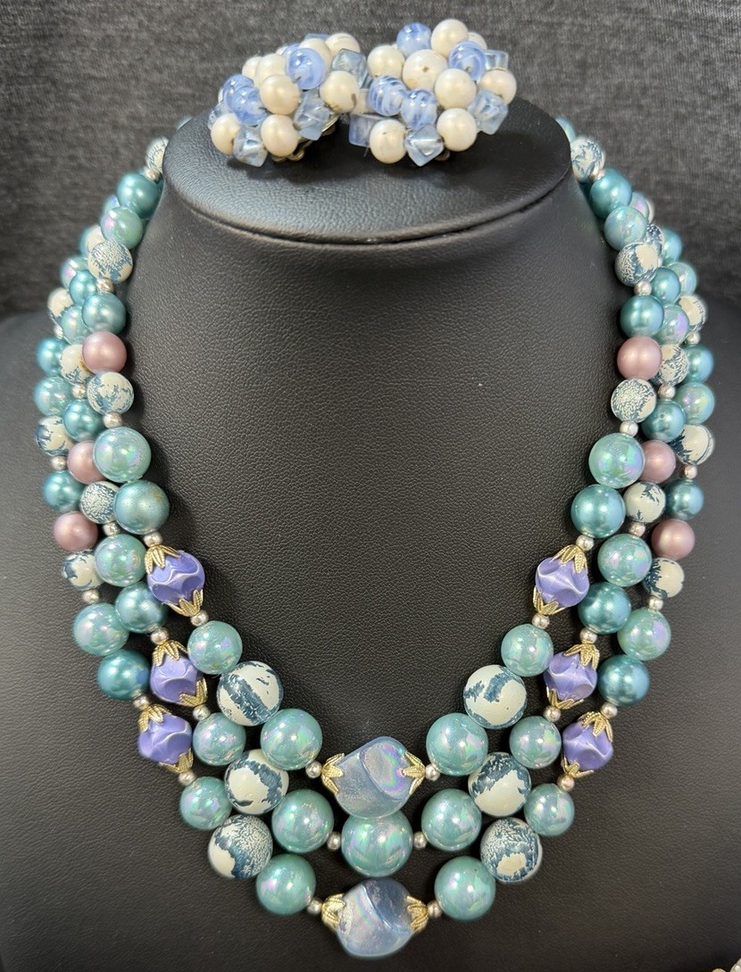 Vintage MCM All Japan Beaded Jewelry Lot Necklaces Earrings 19 PCS Multi Strand