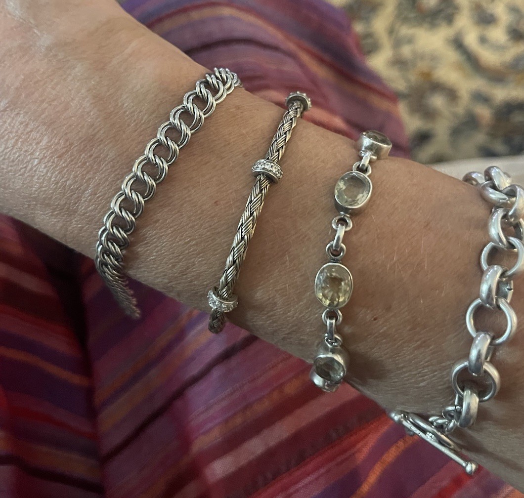 Vintage Sterling Silver 925 Double Link Chain Starter Charm Bracelet 7″ – 10.6g